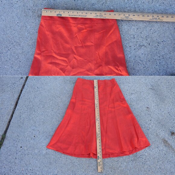 Talbots 16P Pure Irish Linen Orange A-Line Midi Skirt Coastal Grandma - Picture 10 of 10